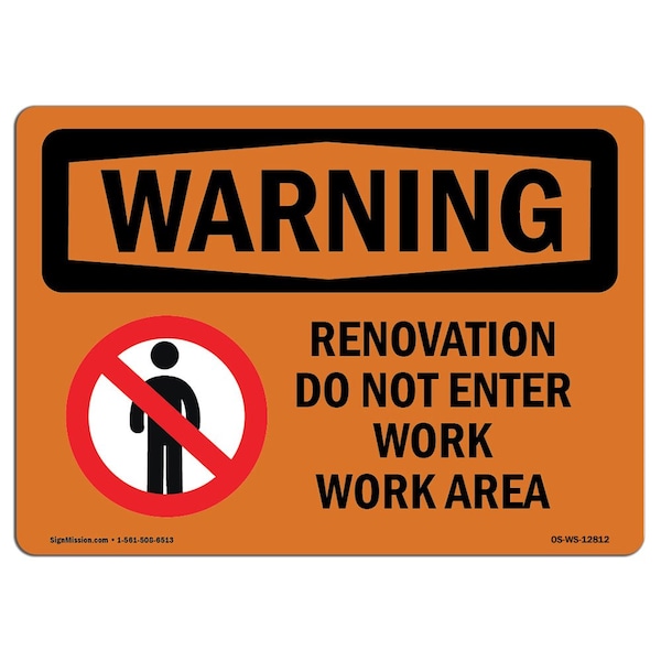 Sign, 3.5" H, 5" W, Renovation Work Area, Landscape, WS-D-35-L-12812-10PK